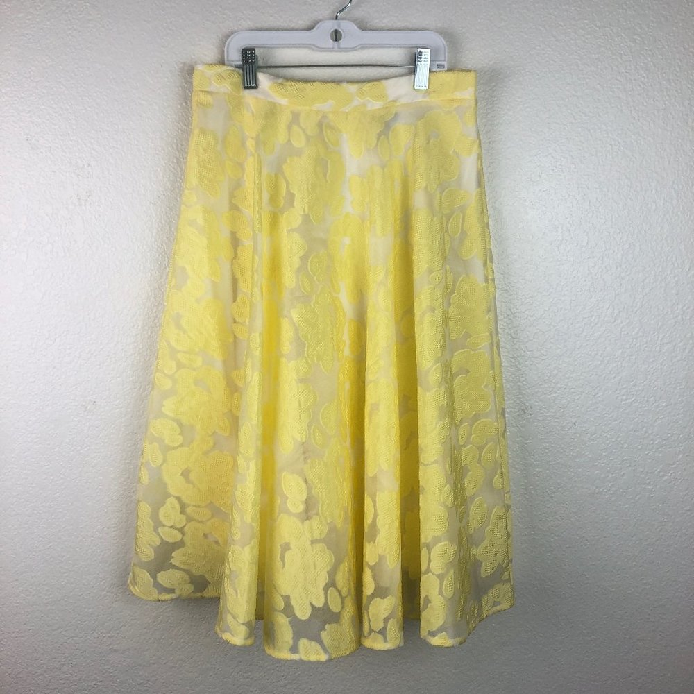 Francesca's Collection A-Line Yellow Floral Skirt